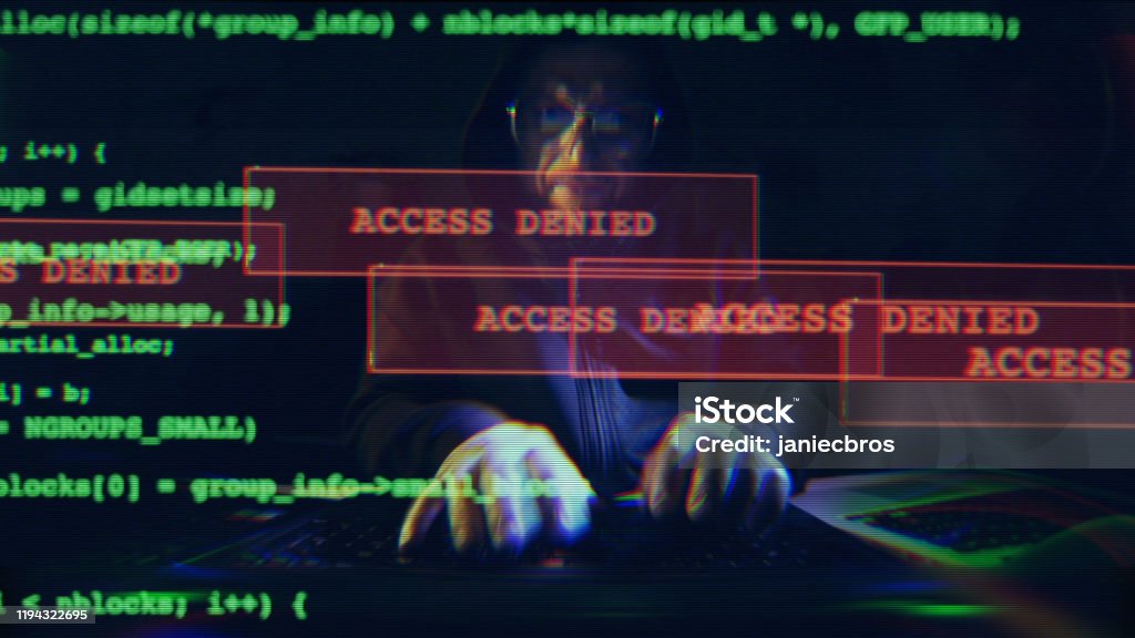 Access Denied Screen Coding Hacker Stock Photo - Download Image Now ...