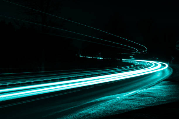 car lights at night. long exposure