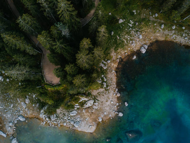 istock drone shot of lago di carezza 1194324070