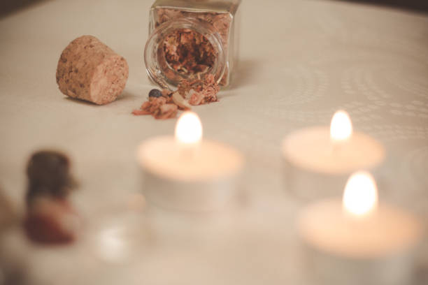 istock Bottle of incense blend on table
