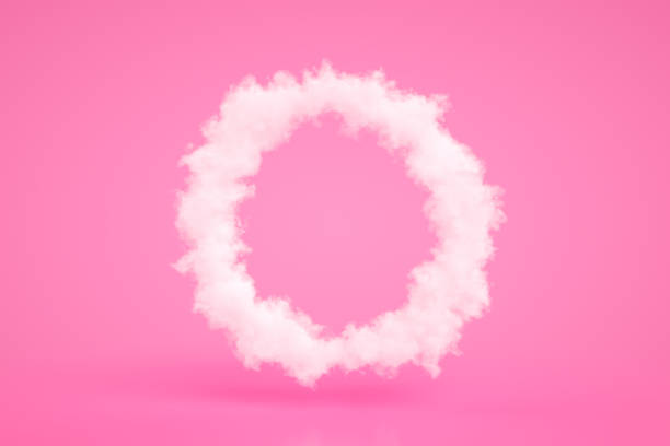 Circle Shape White Cloud on Pink Background, 3d render 3d rendering of abstract white cloud on pink background. Getting away from it all. cotton cloud stock pictures, royalty-free photos & images