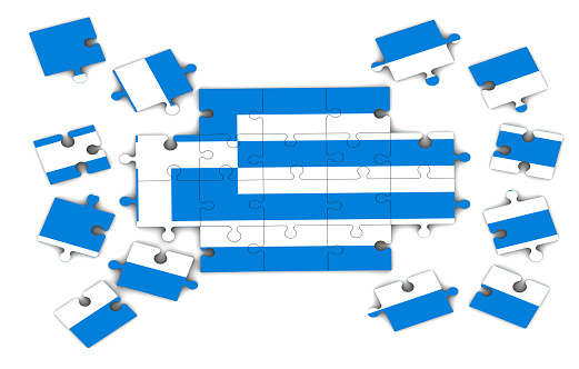 Greek flag on puzzle