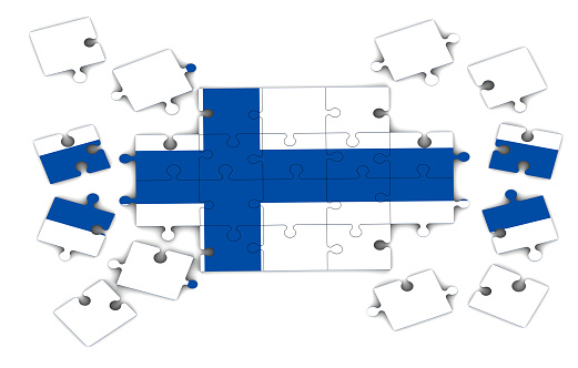 Finnish flag on puzzle