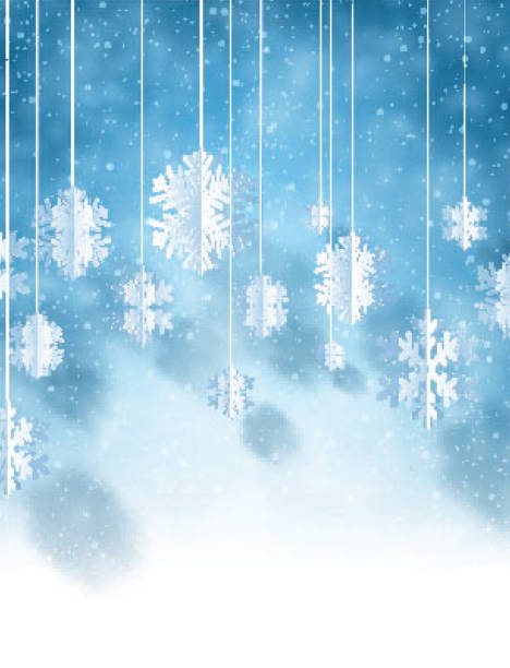istock Winter blue background with white paper kirigami snowflakes. 1194327636