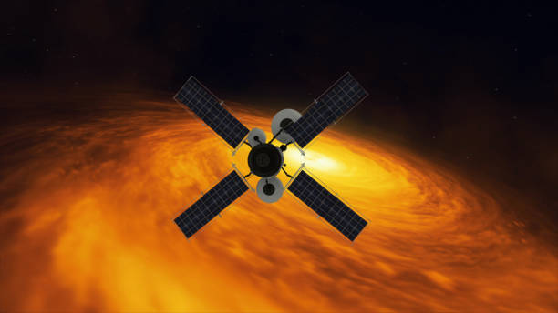 istock Satellite approaching spinning Black Hole. NASA imagery 1194330124