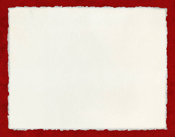 Deckled Paper on Red  at the edge of stock pictures, royalty-free photos & images