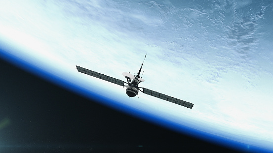 Satélite espía orbitando la Tierra. Imágenes de dominio público de la NASA photo