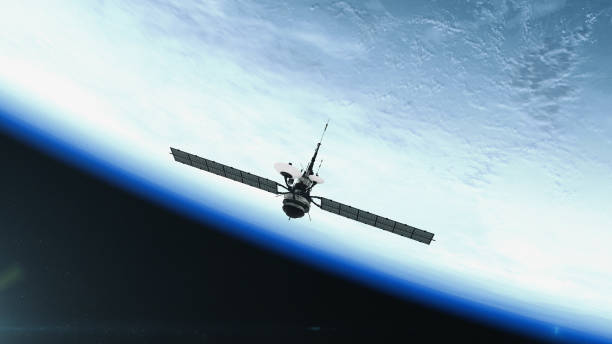 satellite espion en orbite autour de la terre. imagerie du domaine public de la nasa - domain photos et images de collection
