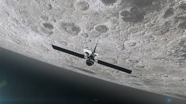 istock Space Research. Satellite orbiting near Moon. NASA Public Domain Imagery textures. 1194330554