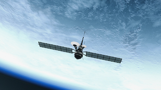 Satélite espía orbitando la Tierra. Imágenes de dominio público de la NASA photo