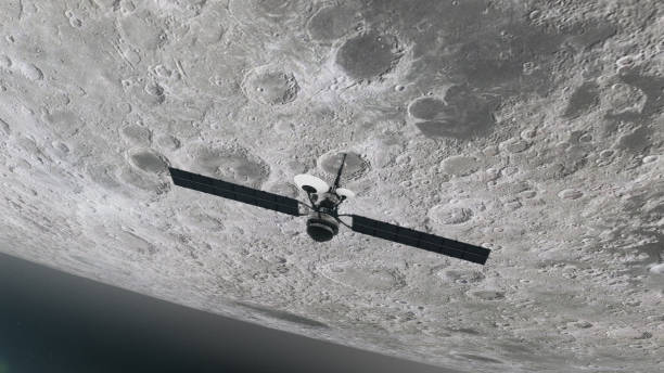 istock Space Research. Satellite orbiting near Moon. NASA Public Domain Imagery textures. 1194330561