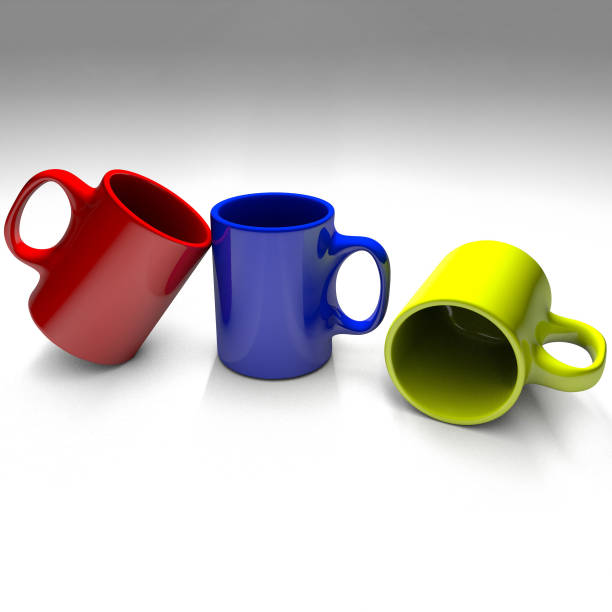 istock 3D render of three coffee mugs on white background 1194331251