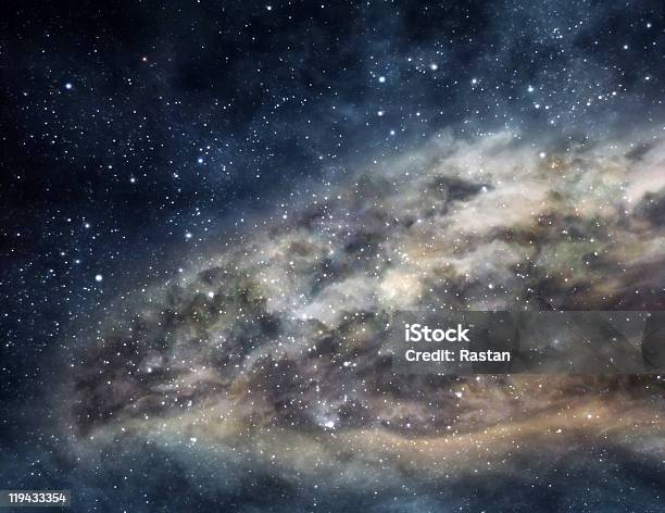 Bright Nebula In The Midst Of Dark Starry Outer Space Stock Photo - Download Image Now