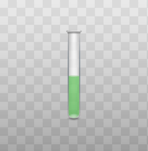 ilustrações de stock, clip art, desenhos animados e ícones de realistic glass chemistry lab beaker tube with bright green liquid - medical sample