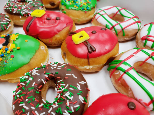 istock Colorful Christmas donuts in a box 1194335145