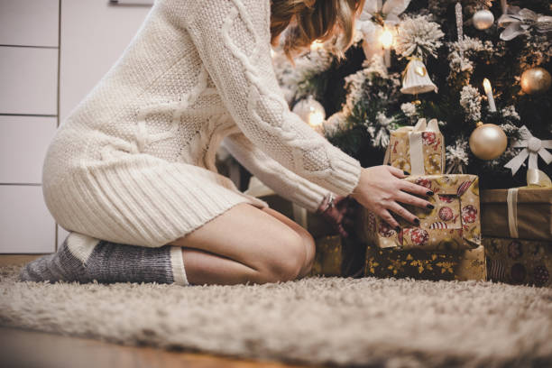 Beautiful woman preparing for Christmas holidays