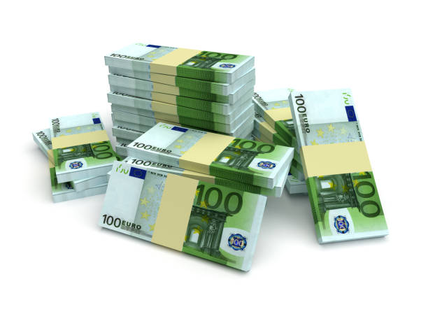 istock Large stack of euro money isolated on white background 1194336304
