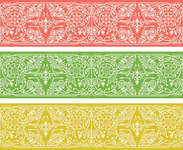 Vector illustration of Floral Seamless Borders Collection