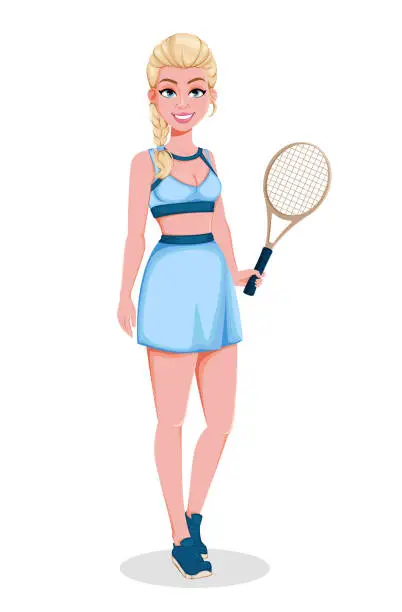 Vector illustration of Beautiful woman tennis player in sportswear