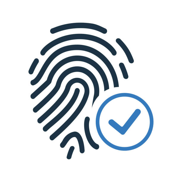 ilustrações de stock, clip art, desenhos animados e ícones de biometric, fingerprint, identity approved icon - track vector individuality thumbprint