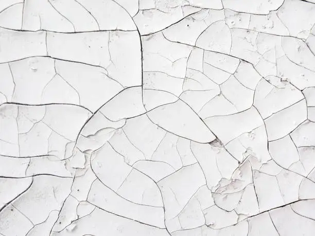 Photo of Cracked white painted surface, vintage background