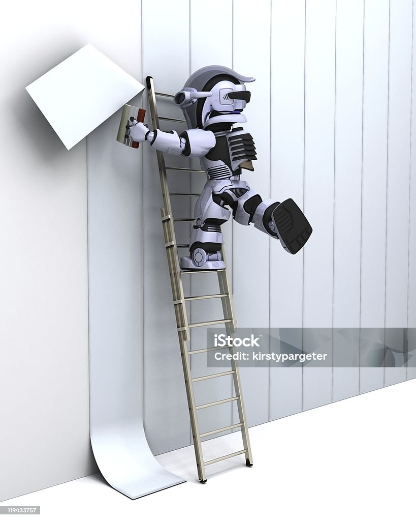Roboter dekorieren einer Wand - Lizenzfrei Anstreicher Stock-Foto