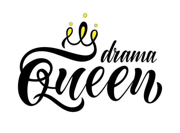 Vector lettering illustration with crown. Lucky print for clothes. Text isolated on white background. Drama Queen poster design. Vector lettering illustration with crown. Lucky print for clothes. Text isolated on white background. Drama Queen poster design. dramatise stock illustrations