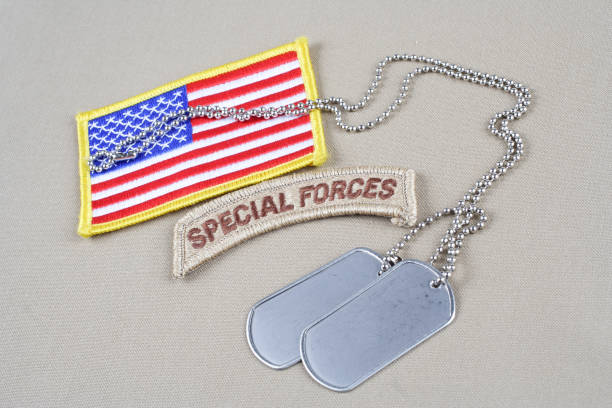 istock US ARMY special forces tab with dog tag 1194342403