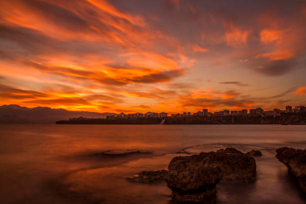 istock Red sunset on Antalya Coast 1194342431