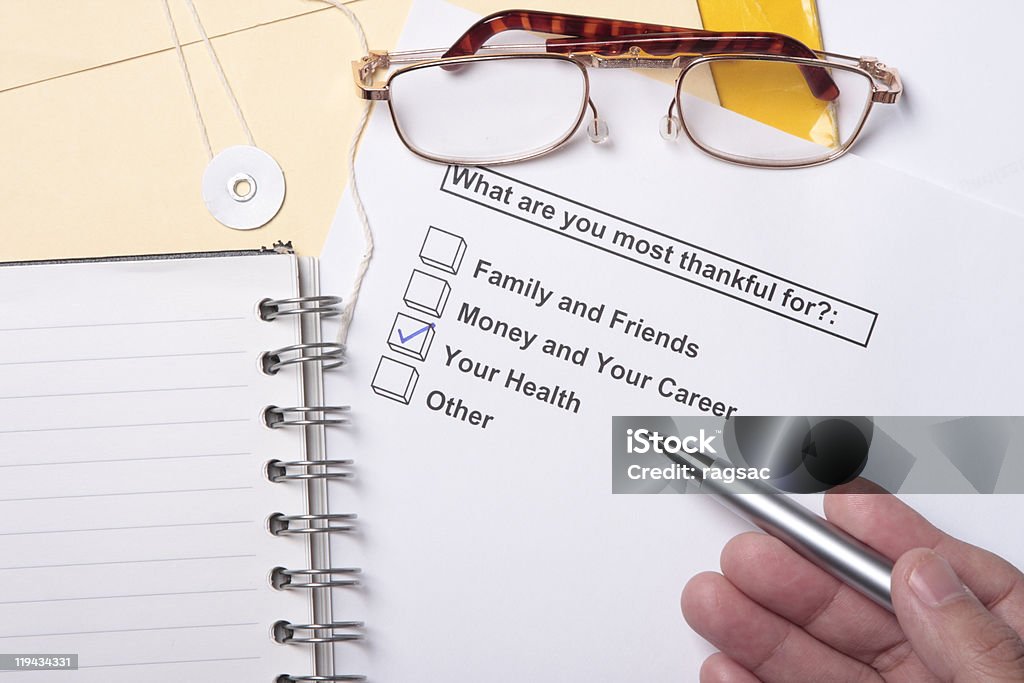 What are you most thankful for  Asking Stock Photo