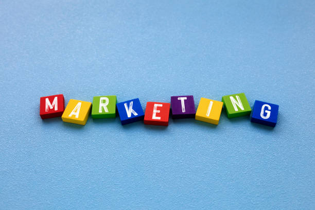 Marketing Word on Wooden Block