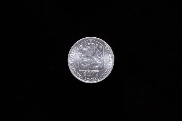 istock Old Czechoslovak 5 halier coin from 1977, obverse 1194345185