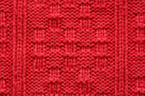 istock The texture of a knitted sweater. Red pattern. 1194346289