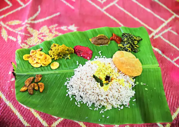 Kerala Traditional Onam Meals With Banana Leaf
