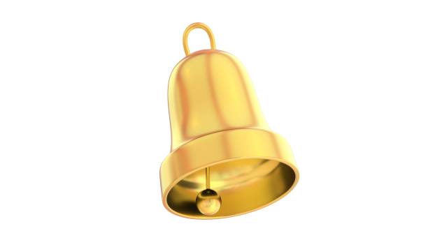 istock Christmas bell isolated on white background, gold, Jingle bell, 3D-rendering 1194347316