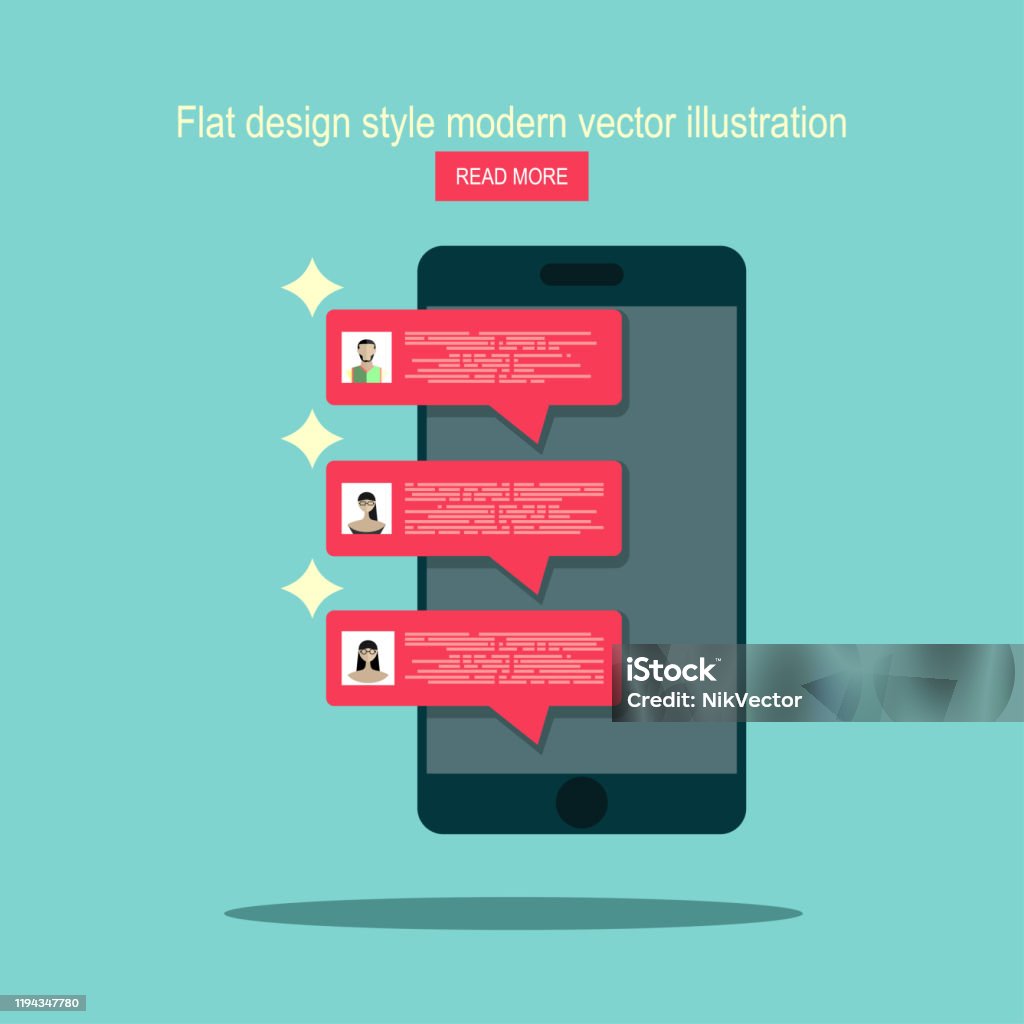 Mobile Message Vector Image Mobile Phone Chat Message Notifications Vector Illustration Stock ...