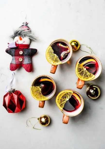 Generic Mulled Wine shot with Christmas decorations