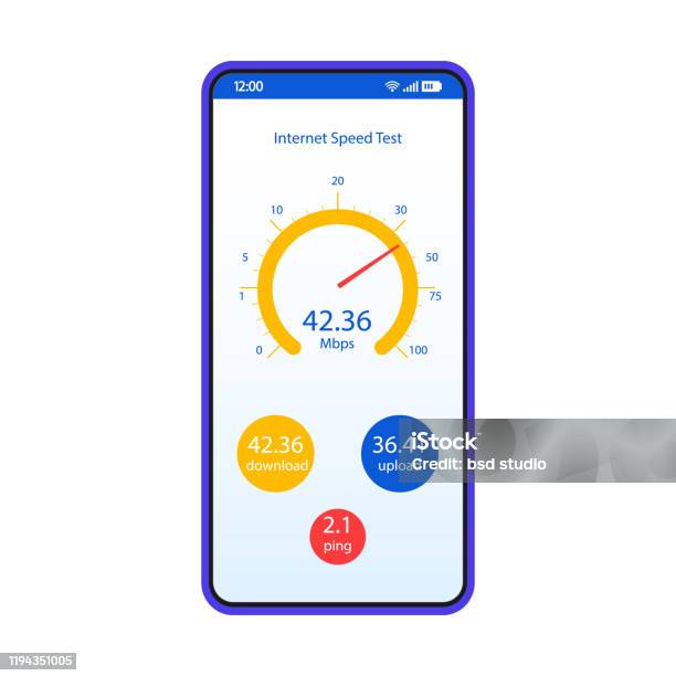 Internet Speed Test Smartphone Interface Vector Template Stock ...