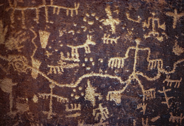 Petrified Forest National Park - Petroglyphs - 1978 stock photo