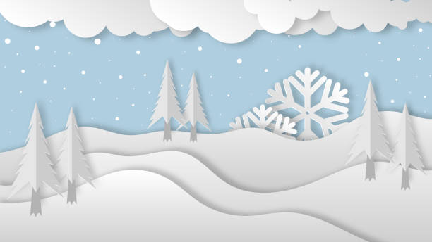 This Abstract Winter Background Has A Modern Theme With Elements Of Pine  Forest And Snow This Background Is Soft In Color With A Shading Effect Or  Paper Cut Or Also Paper Art