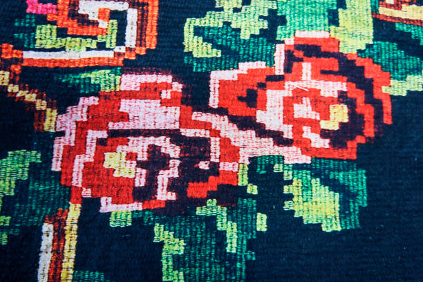 istock Vintage Handmade Rug with roses 1194357748