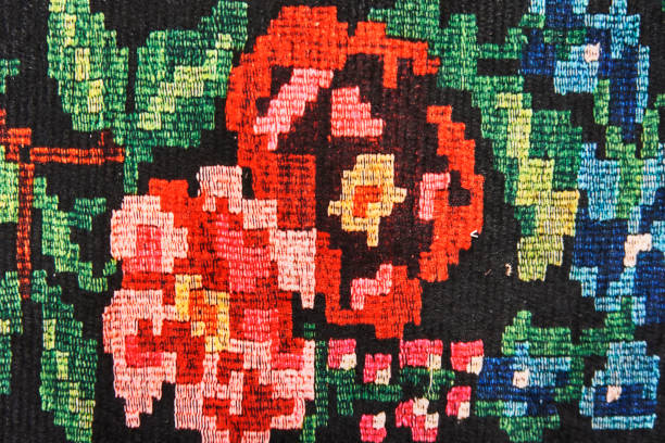 istock Vintage Handmade Rug with roses 1194357790