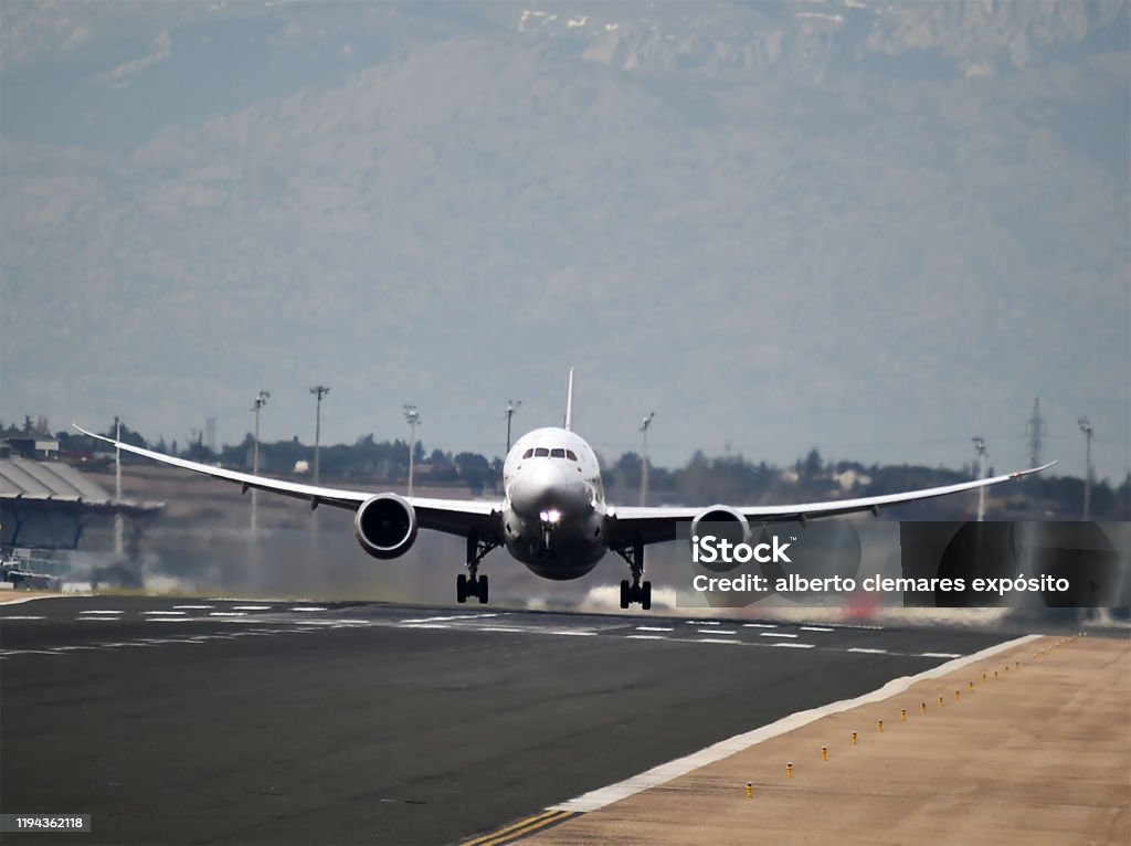 plane taking off from an airport Manchester International Airport Stock Photo