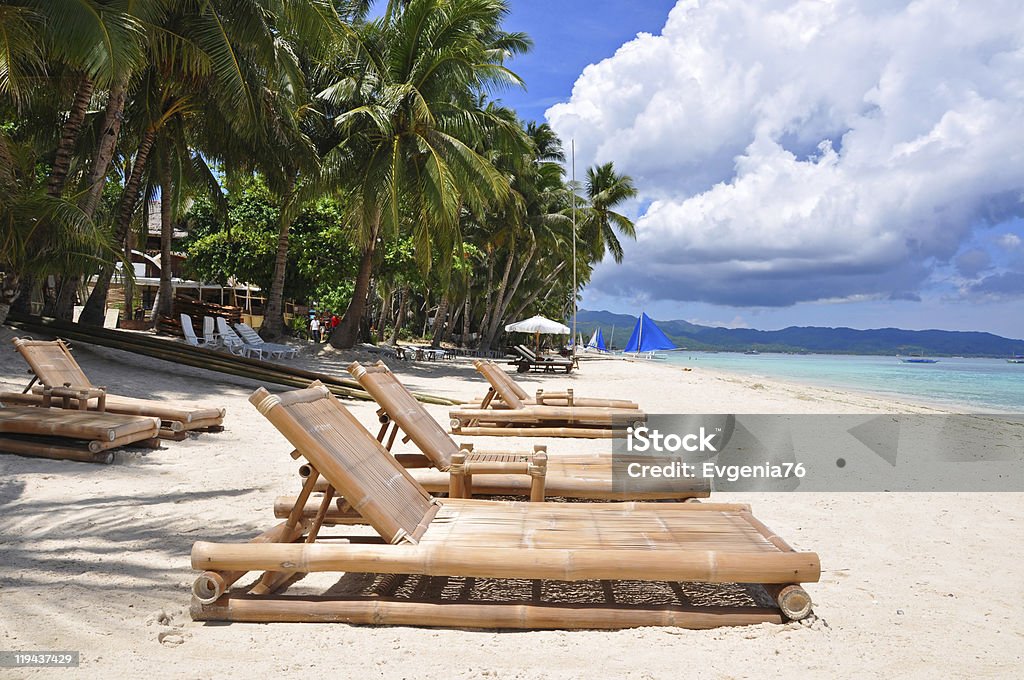 perfect tropical white sand beach in Boracay  Bay of Water Stock Photo