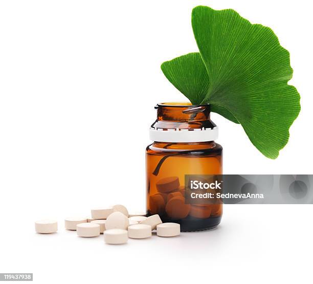 Foto de Medicina Ginkgo Biloba e mais fotos de stock de Aberto - Aberto, Alimentação Saudável, Branco