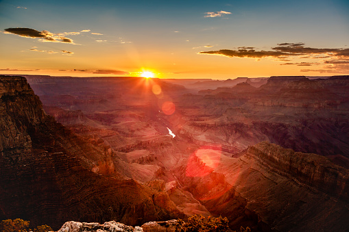 Grand Canyon south rim above Colorado River at sunset – Arizona, USA