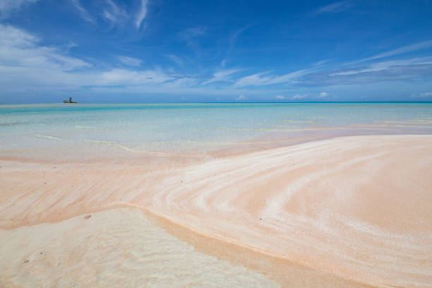 розовый песчаный пляж - harbor island стоковые фото и изображения