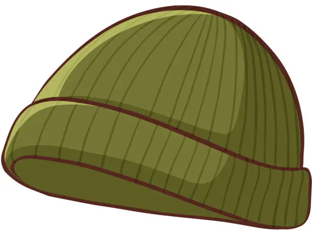 Vector illustration of Green winter hat on white background