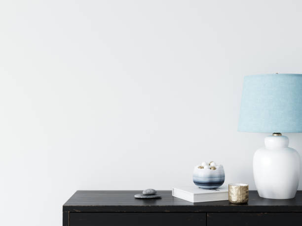 istock Wall mockup. Coastal Scandinavian interior style. 3d rendering, 3d illustration 1194387597