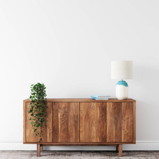 istock Wall mockup. Coastal Scandinavian interior style. 3d rendering, 3d illustration 1194387600